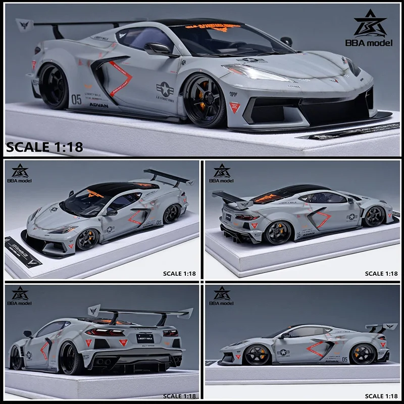 Nuovo In Magazzino Bba 1:18 Corvette C8 Simulazione Resina In Miniatura Supercar Modello Personalizzato Giocattoli Per Bambini Collezione Regali Ornamento