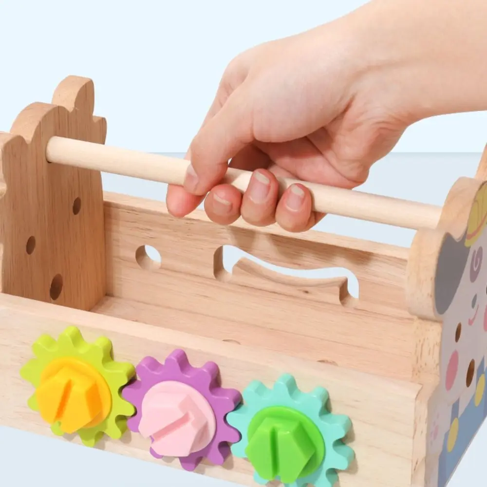 Wood Kids Wooden Tool Box Toy Toolbox Montessori Puzzle Disassembly Set Pretend Play Tools Detachable Simulation Repair Tool
