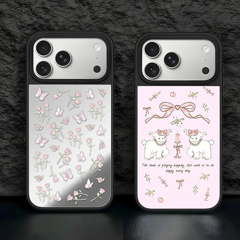 

A030610 Mirror Surface Case Cover for IPhone 13 14 15 16 17 Pro Max Protective Case, Fits 17 ProMax