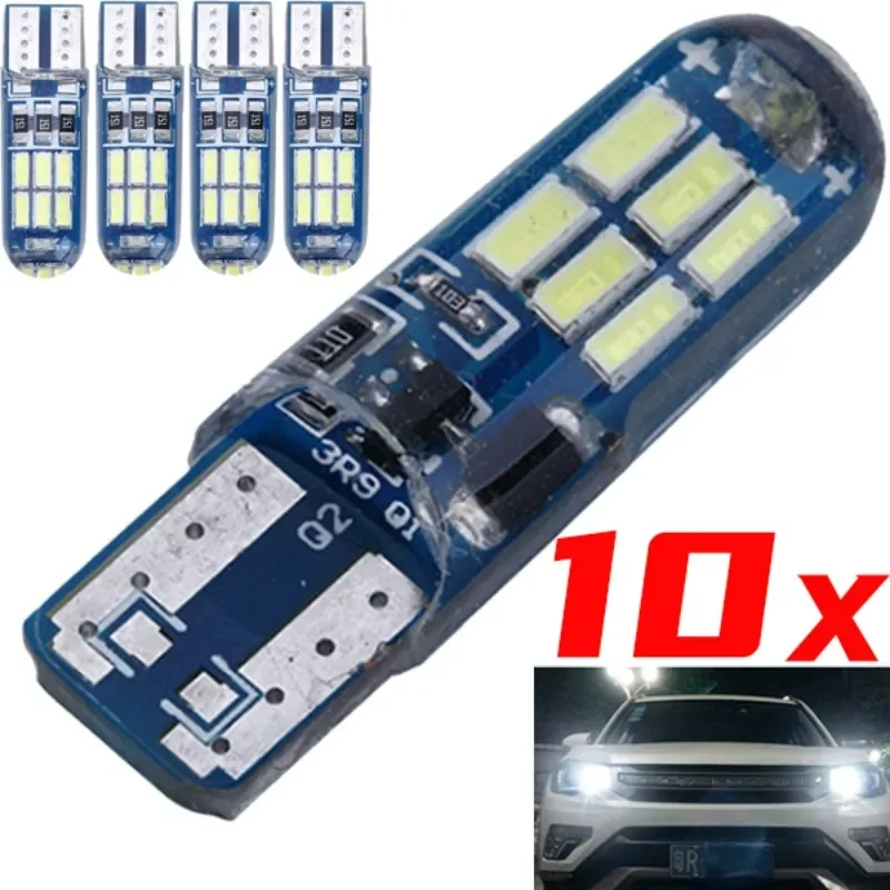 T10 Car LED Signal Lamp 12V 4014 Waterproof Heatproof W5W Clearance Headlamps 6000K Reading Lamp Silicone License Plate Lights