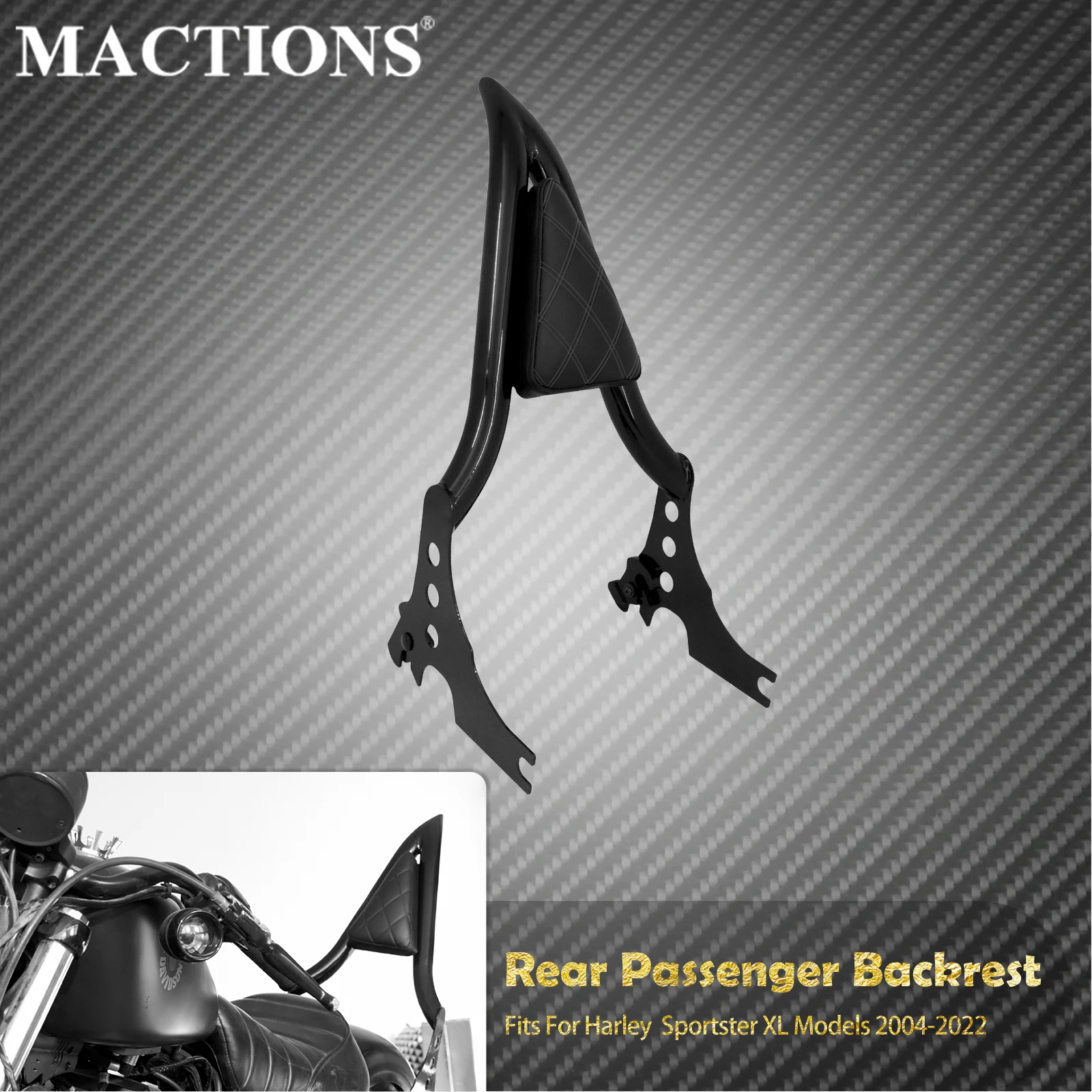 

Motorcycle Rear Passenger Backrest Sissy Bar Detachable Back Rest For Harley Sportster XL 1200 48 72 883 Iron Super Low 04-2022