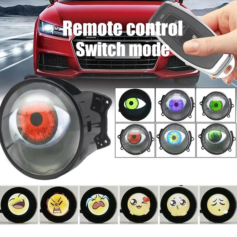 33 Pattern Car Devil Eyes with Wireless Control 12-36V Dynamic Demon Eyes Led Light 3 Inch Bi Led Projector Auto Car Headlight