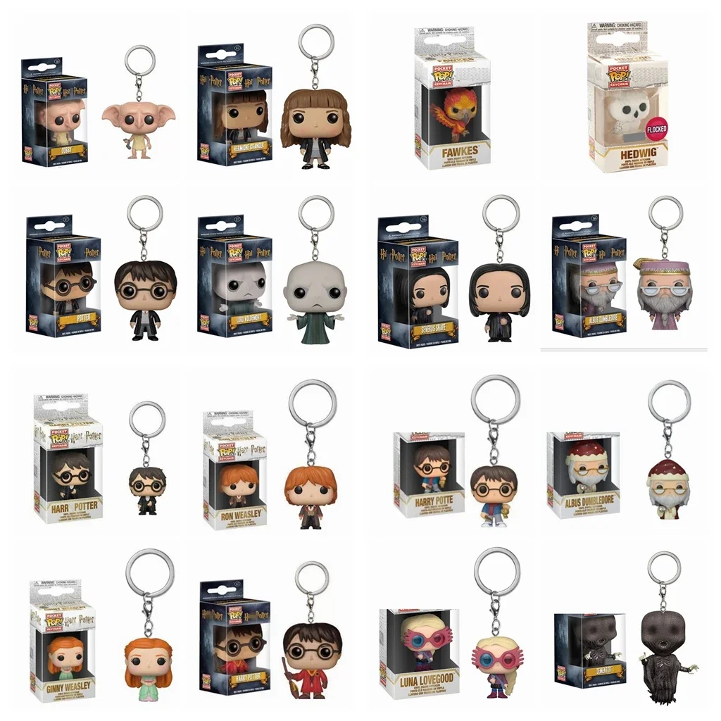 Funko POP Keychain Hermione Series Ginny Ron Hedwig Snape Fawkes Dementor Luna Pocket Pop Key Ring Chain Toy