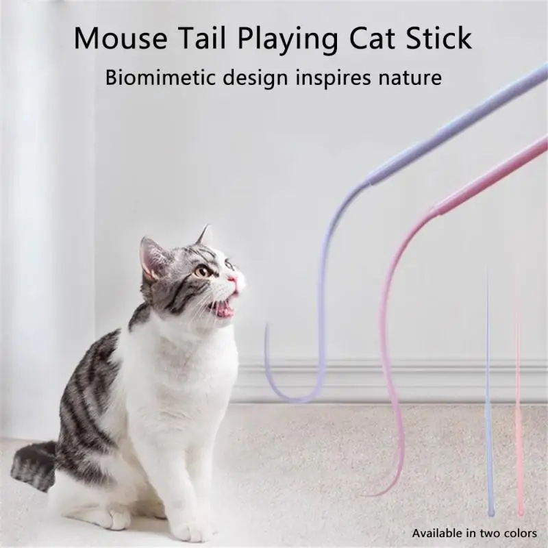 Interactive Cat Toys USB Electric Intelligent Rolling Ball Toy Cats Pet Silicone Automatic Rotate Mouse Tail Kitten Teaser Stick