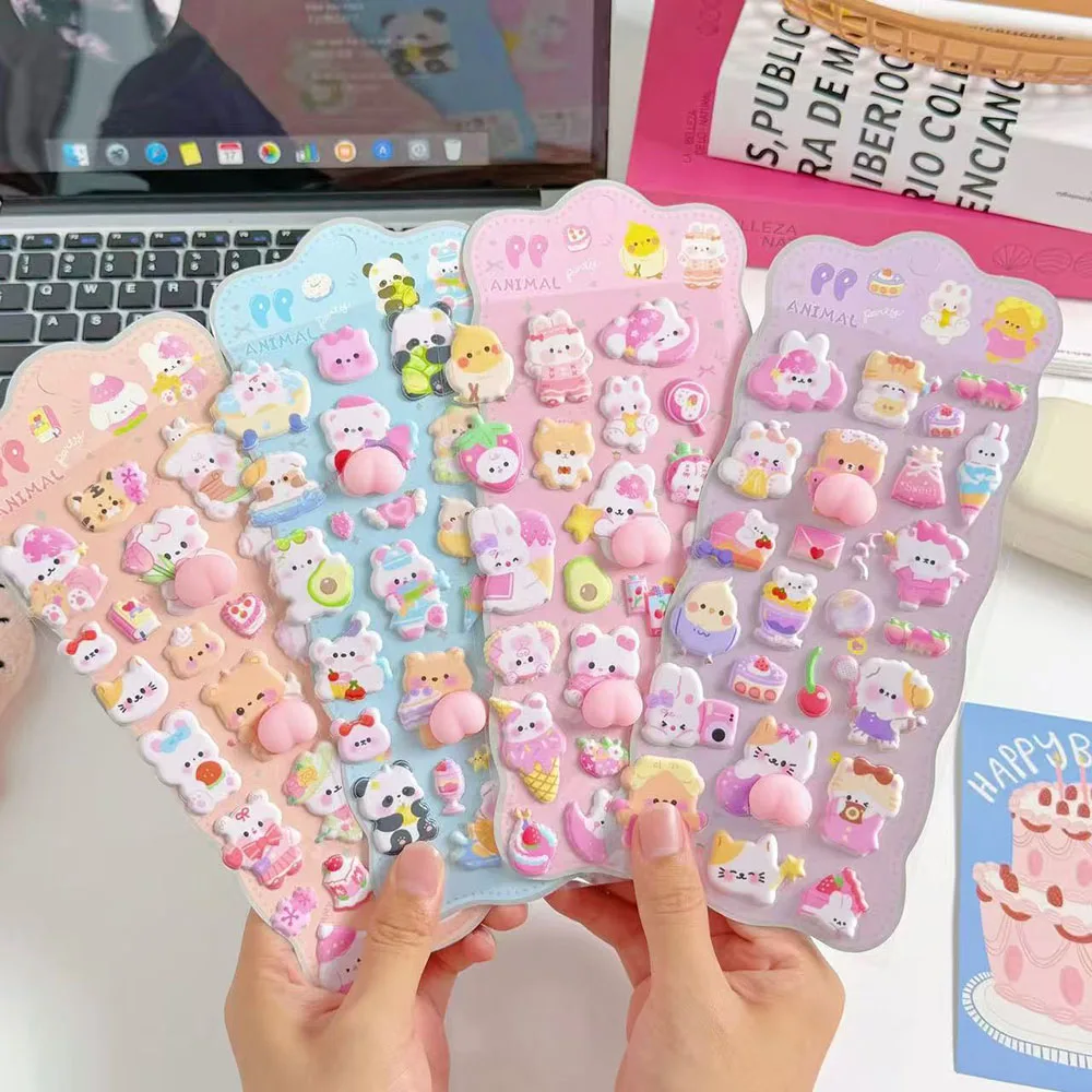

Phone Case Stickers Kids 3D Stickers Self-adhesive Animal Cute Bear For Diary Scrapbook Pencil Case Tablet Etc DIY Accessories