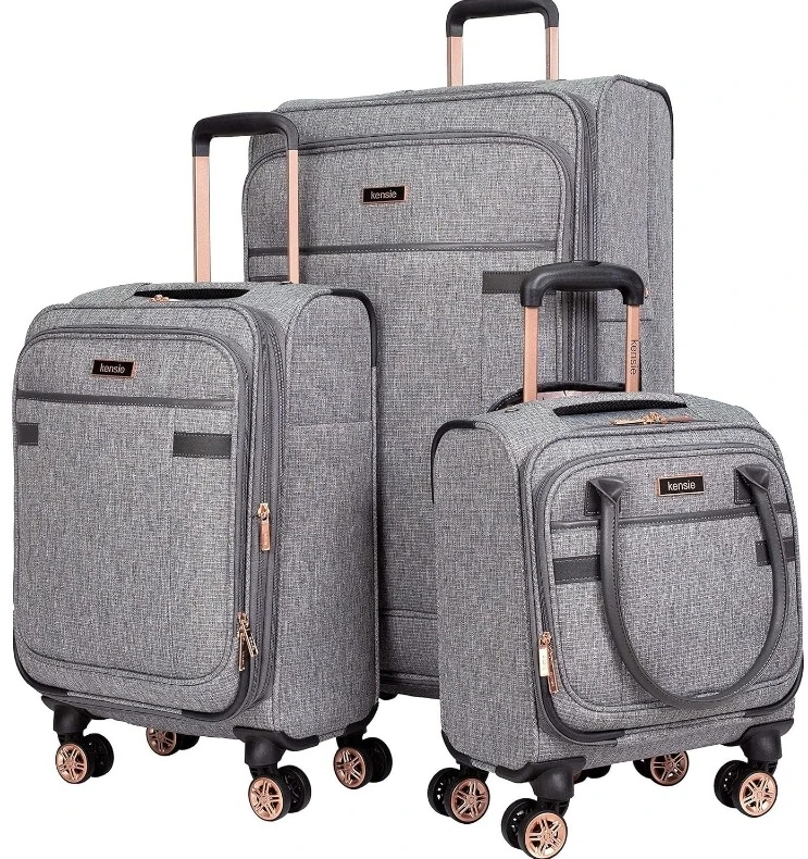 NEW Hudson Softside Spinner Luggage, Heather Gray, 3-Piece Set (16/20/28)