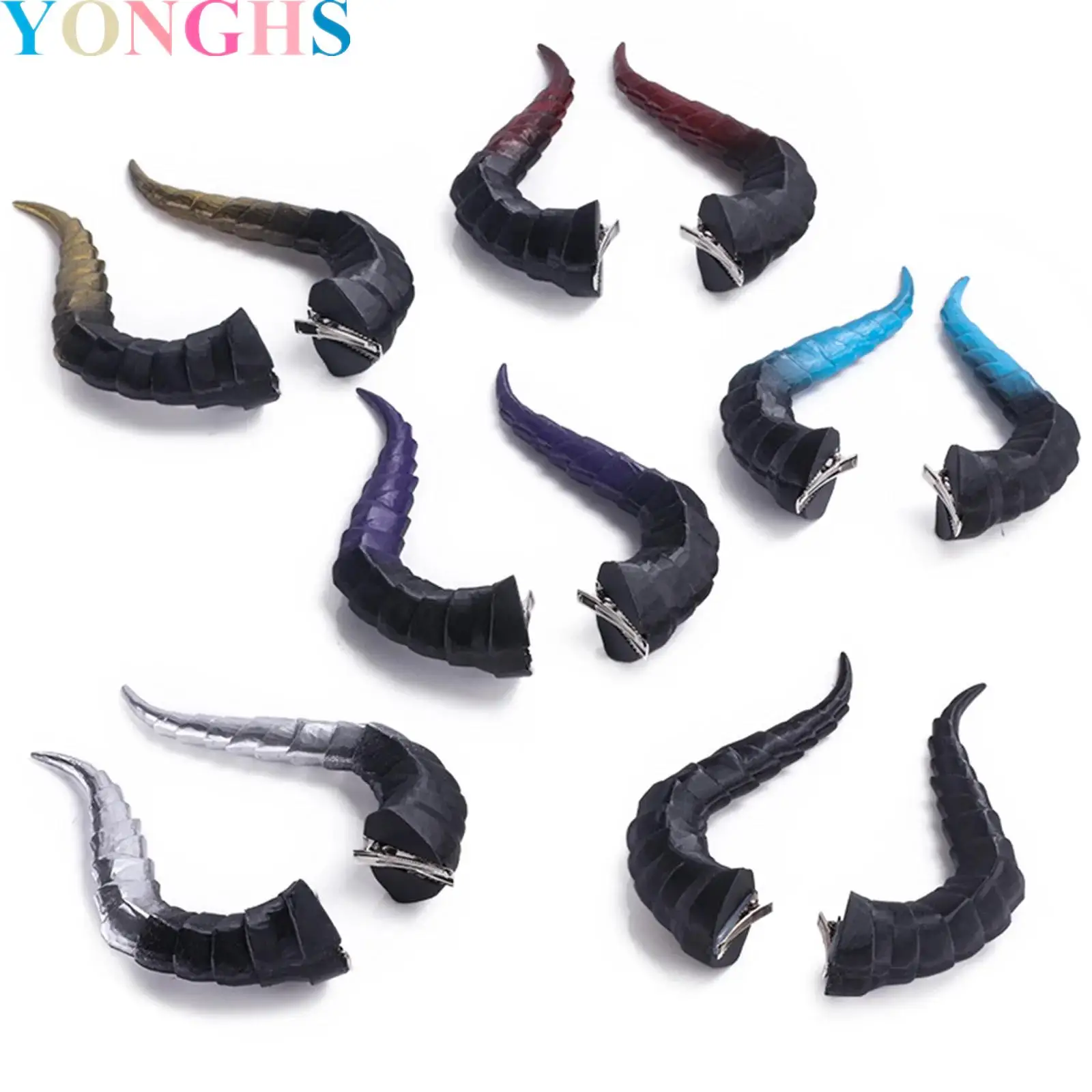 

1 Pair Demon Horns Devil Cosplay Headpiece Sheep Hair Clips Goat Horn Headdress for Halloween Party Costume Accessories