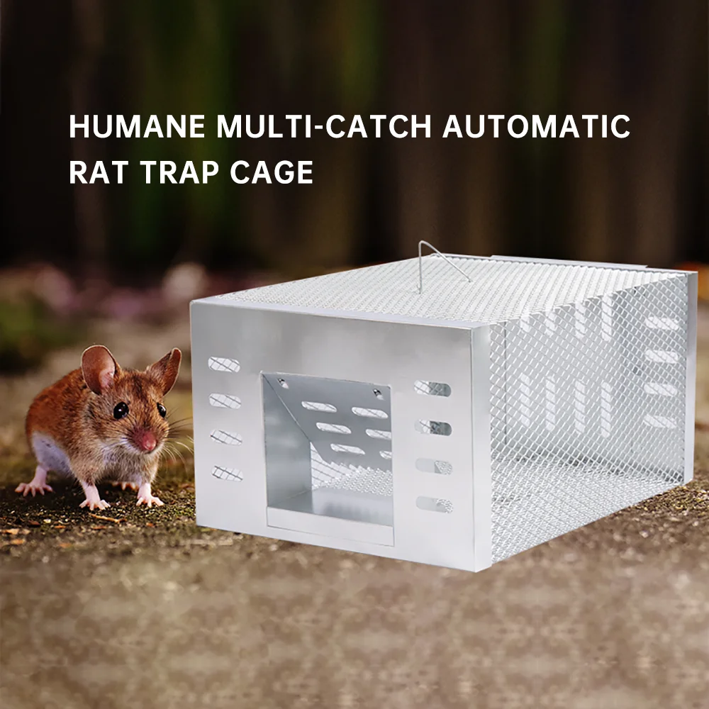 Reusable Rat Mouse Trap Cage Single Door Live Animal Trap Indoor Outdoor Small Animal Catcher Automatic Rat Rodent Control