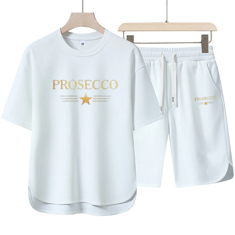 

Summer Korean-Style Casual T-Shirt & Shorts Two-Piece Set for Men | Printed Sportswear | Loose-Fit Athletic Ensemble