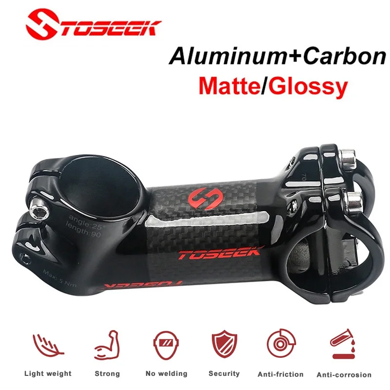 

Toseek Bicycle Stem 10/17/25/35 Degree Road Bicycle Handlebar Table 60/70/80/90/100/110MM Ultralight MTB Power