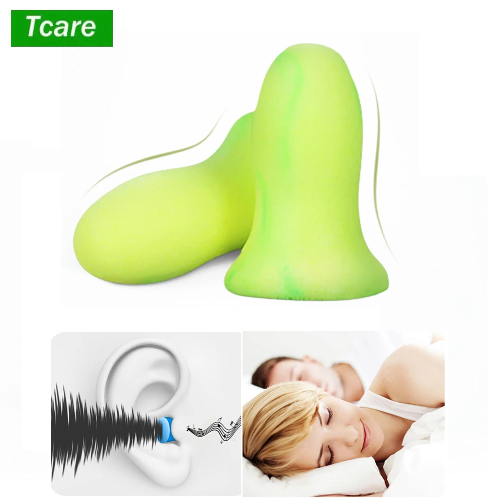 Tcare 1Pair Sleeping 35dB-60dB SNR Ear Plugs Noise Reduction Sound Insulation Soft Foam Earplugs Sleep Anti-noise Travel Learn