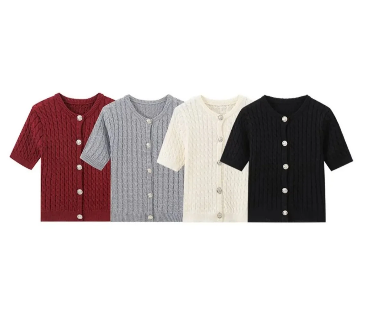 

2025 new comfortable solid color knitted cardigan jacket female slim single-breasted short cardigan sweater Joker female