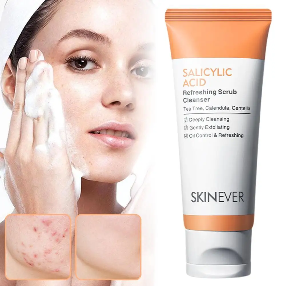 

75ml Salicylic Acid Facial Cleanser Acne Treatment Moisturizing Oil Control skincare Face Wash Foam Face Cleanser Skin Care