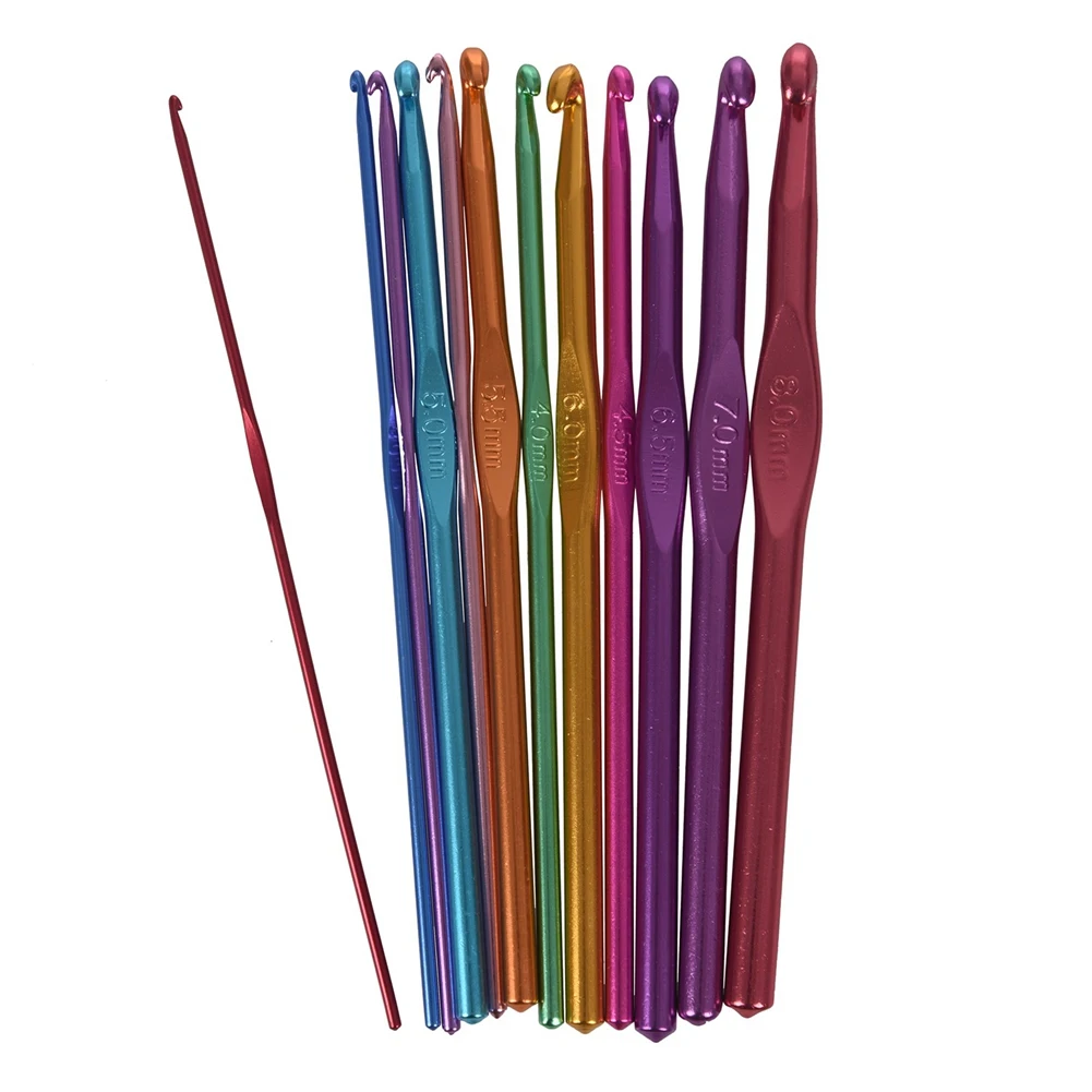ABCA-24X Metal Needles Crochet Hooks Set With Case Yarn Craft Kit Multicolor Random
