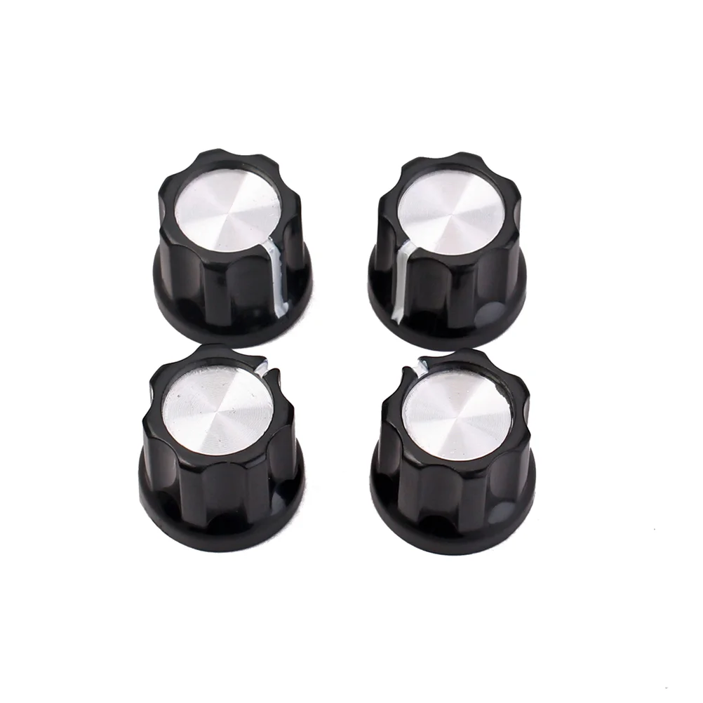 4 Pcs Bass Amp Knob Electric Guitar Accessories D-type Shaft Pot for Silver Knobs Aluminum Foil