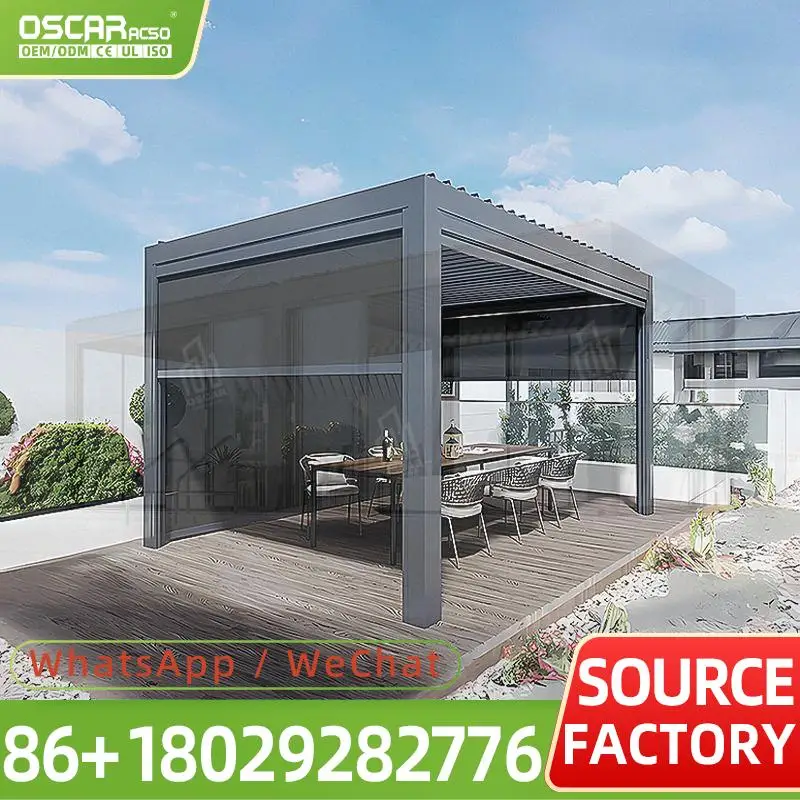 Outdoor 3X3 3X4m Aluminium Motorized Louver Roof Waterproof All Season Gazebo for Garden Patio Backyard Fashionable Eco Friendly