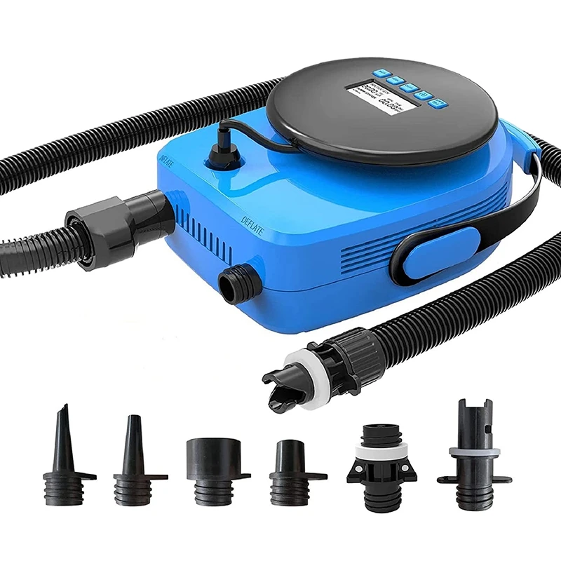 

20PSI Electric Air Pump - Portable LCD Smart Electric Pump With 6 Nozzles,12V DC Car Connector For Stand Up Paddle Board