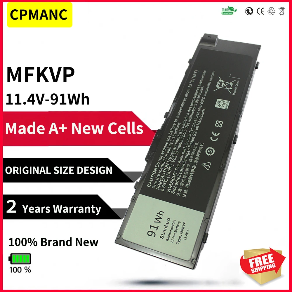 

CPMANC MFKVP T05W1 Battery For Dell Precision 7510 7520 7710 7720 M7710 M7510 T05W1 1G9VM GR5D3 0FNY7 M28DH 91Wh