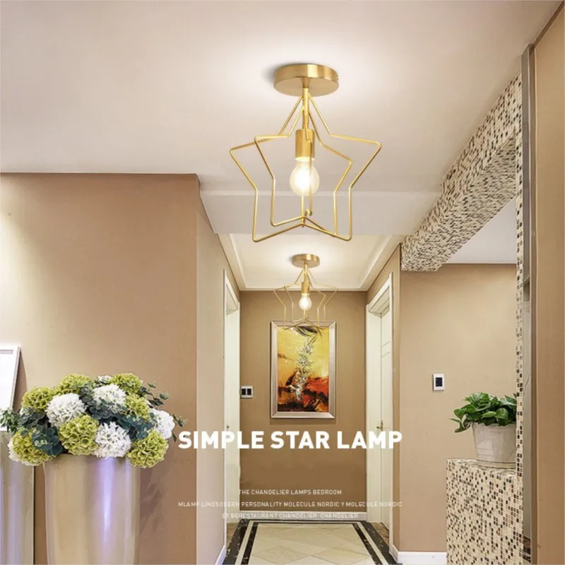 

Creative Lamp Five Pointed Star Lamp Industrial Fashion Children Light Simple Aisle Iron Star Ceiling Lamps(Without bulb)