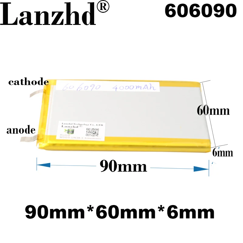 1-20PCS  3.7V Lithium Polymer Battery 606090 4000mAh 90*60*6mm Soft package battery For Power Bank Bluetooth Speakers Tablet DVD