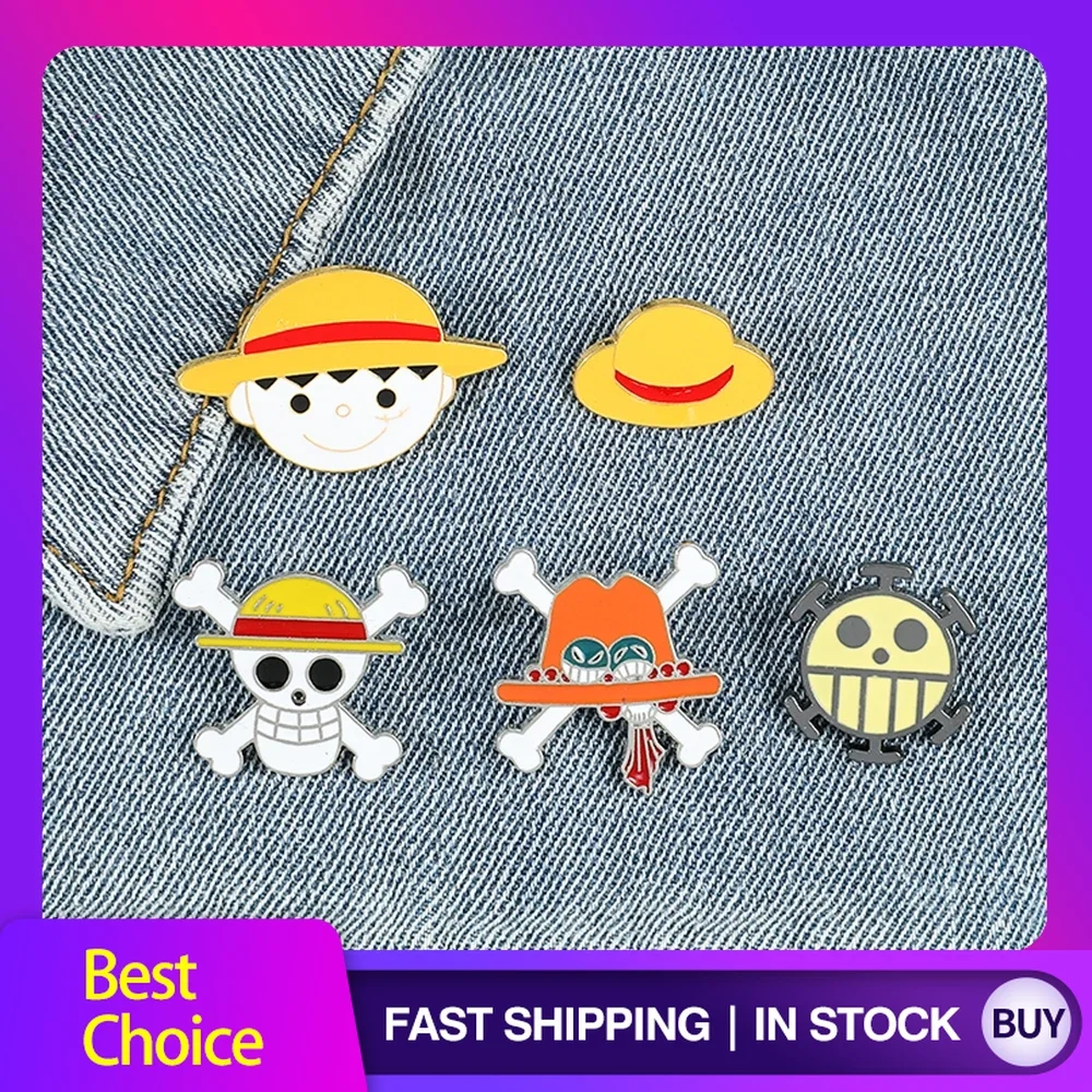 

Цельная брошь в стиле аниме с рисунком обезьяны Д. Луффи, череп, рюкзак, аксессуары для одежды, эмалированные булавки из сплава, броши, значок