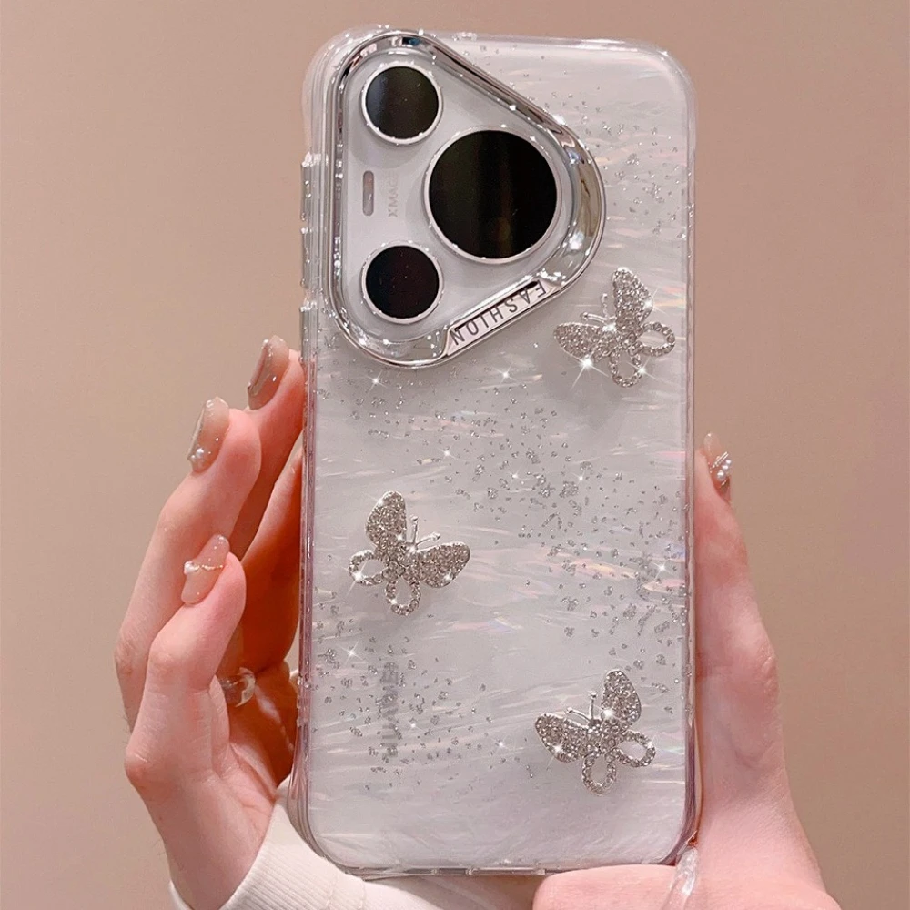 

Luxury Bling Glitter 3D Butterfly Case for Huawei Pura 70 Pro P70 Pro+, Shockproof Anti-drop All-inclusive Protective Cover