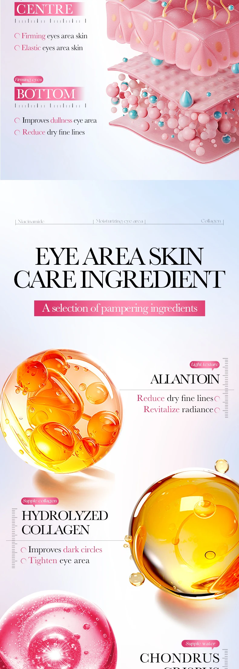 80 Stück Niacinamid-Kollagen-Augenmasken, gegen Augenringe, aufhellend, Anti-Falten, feuchtigkeitsspendend, Anti-Aging-Augenpads – Detail 6