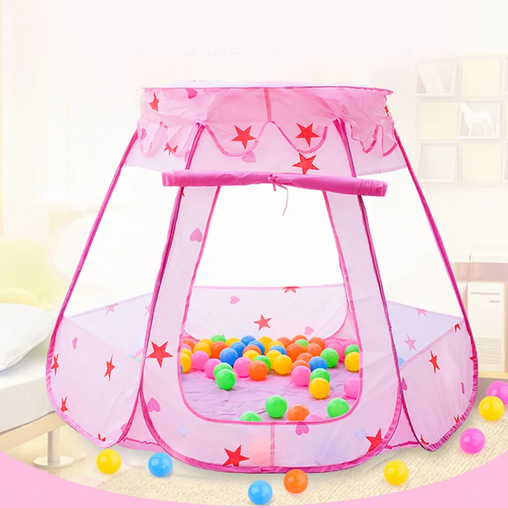kids-hexagon-game-ball-tent-pink-foldable-water-resistant-children-playhouse-indoor-sleep-play-tent-for-kindergarten
