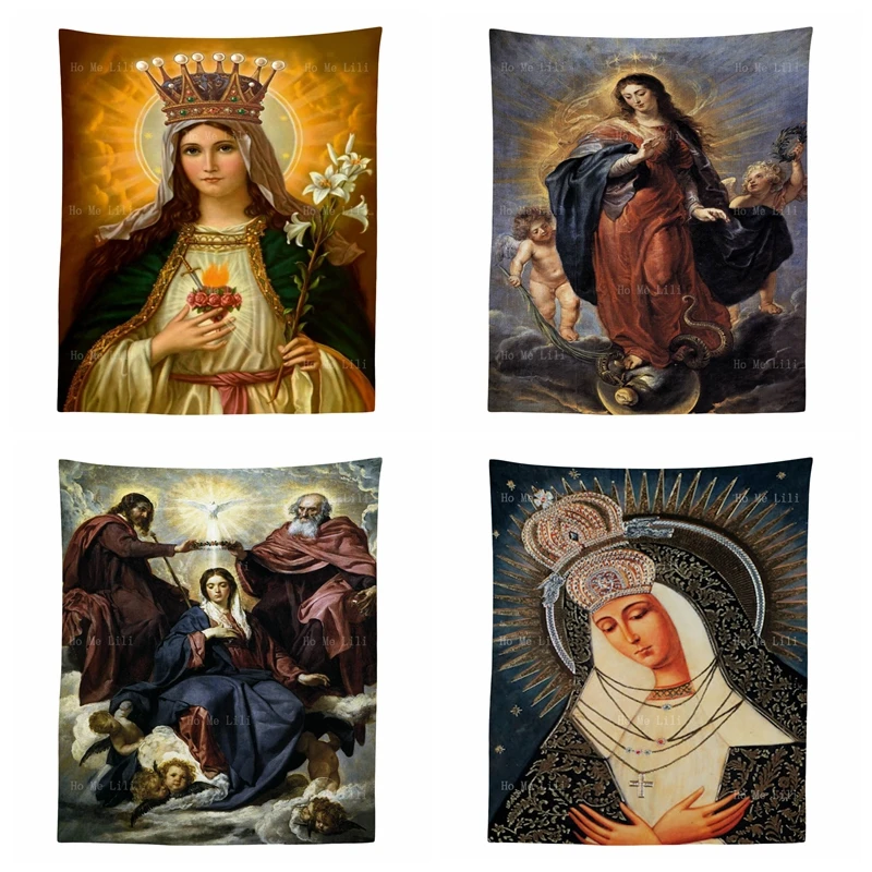 Christian Sacred Heart Of Mary Coronation Immaculate Conception Religious Gifts Mother Of God Ikon Tapestry By Ho Me Lili