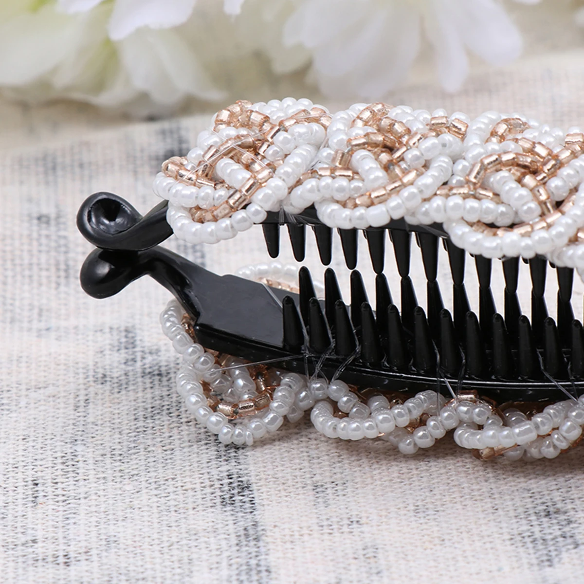 

Beautiful Vertical Hair Clip Bead Decor Ponytail Holder Durable Lightweight Fashionable Hairpin For Women Girls Styling Tool