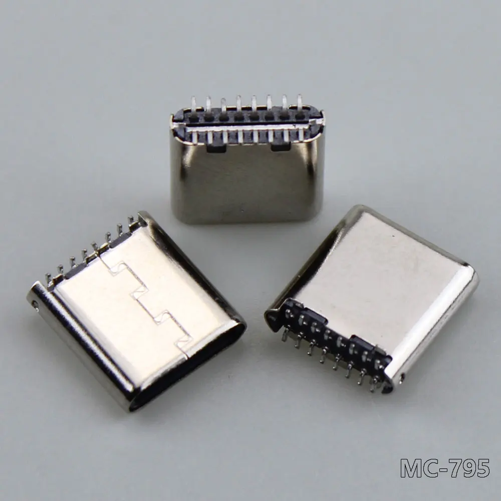 1-10pcs Micro USB 3.1 Type-C 16 Pin 16P Vertical Patch SMD USB C Data Tansfer Male Plug 180 Degree H8.5mm High Speed Connector