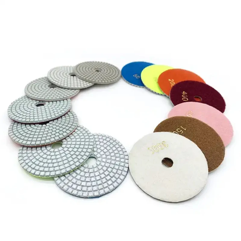 

17Pcs 4" 100mm Color Diamond Wet Polishing Pads Kit For Grinding Granite Stone Concrete Marble Polishing Use Grinding Discs Set