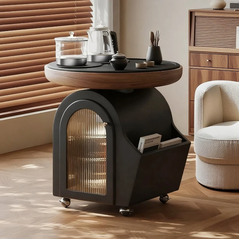 

A complete set of mobile coffee table tea table tea set balcony small tea table 2025 new high-end kettle integrated