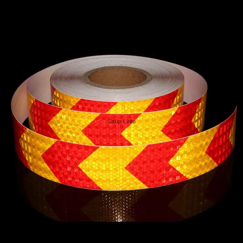 5cmX10m Arrow Reflective Tapes Waterproof Strips Warning Caution Safety Road Film Reflector Stickers For Car Bike Trucks Trailer