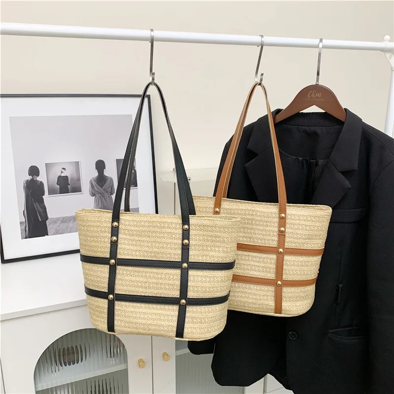 

Luxury Designer Brand Women's Handbags 2024 Fashion New Straw Large Capacity Handbag Women's Shoulder Bag Free Shipping Promotio