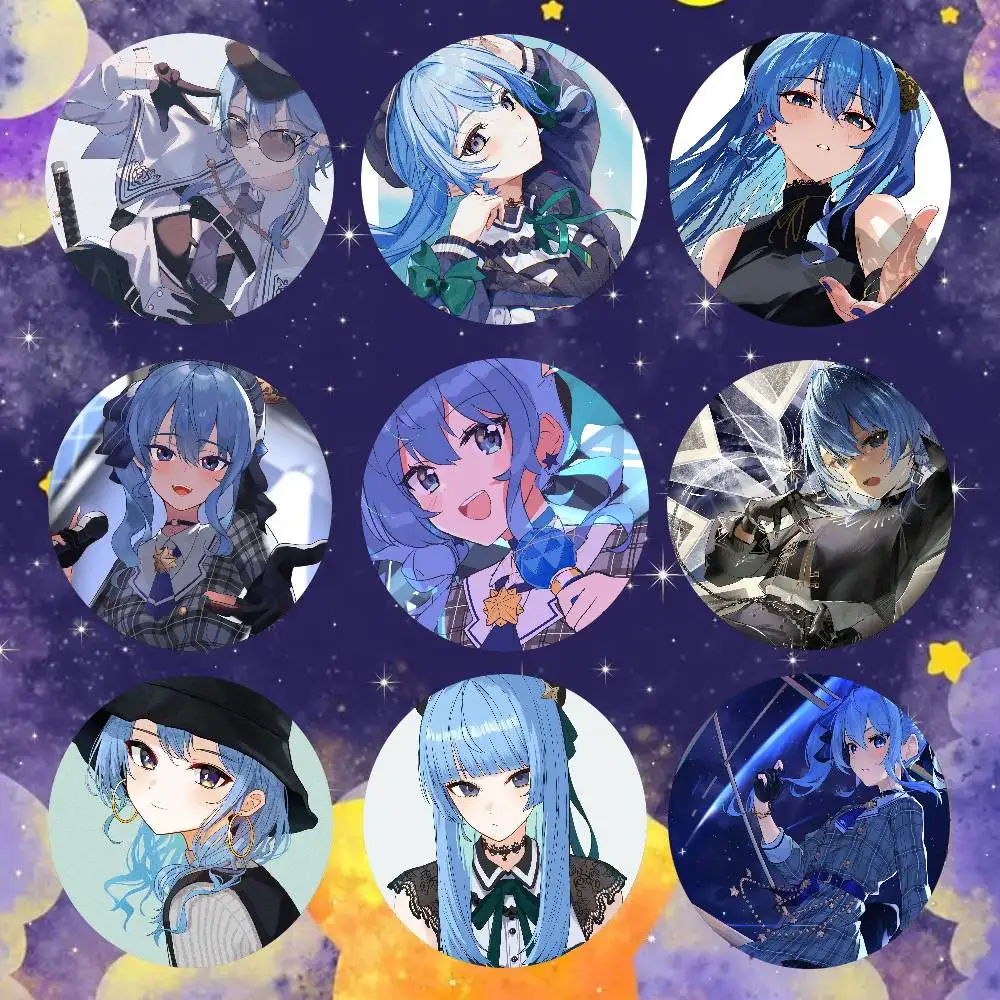 Virtual Singer Hoshimachi Suisei Badge Tinplate Meme Round Brooch For Hat Bag Creative Lapel Jewelry Accessories Gifts