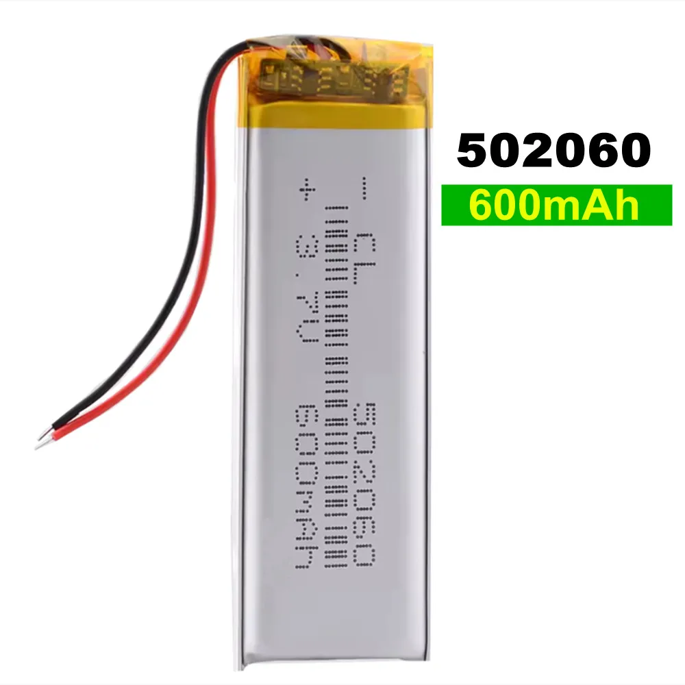 1-10pcs 3.7V 600mAh Lithium Polymer Rechargeable Battery 502060 For Mp3 MP4 GPS bluetooth ebook power bank bluetooth speaker