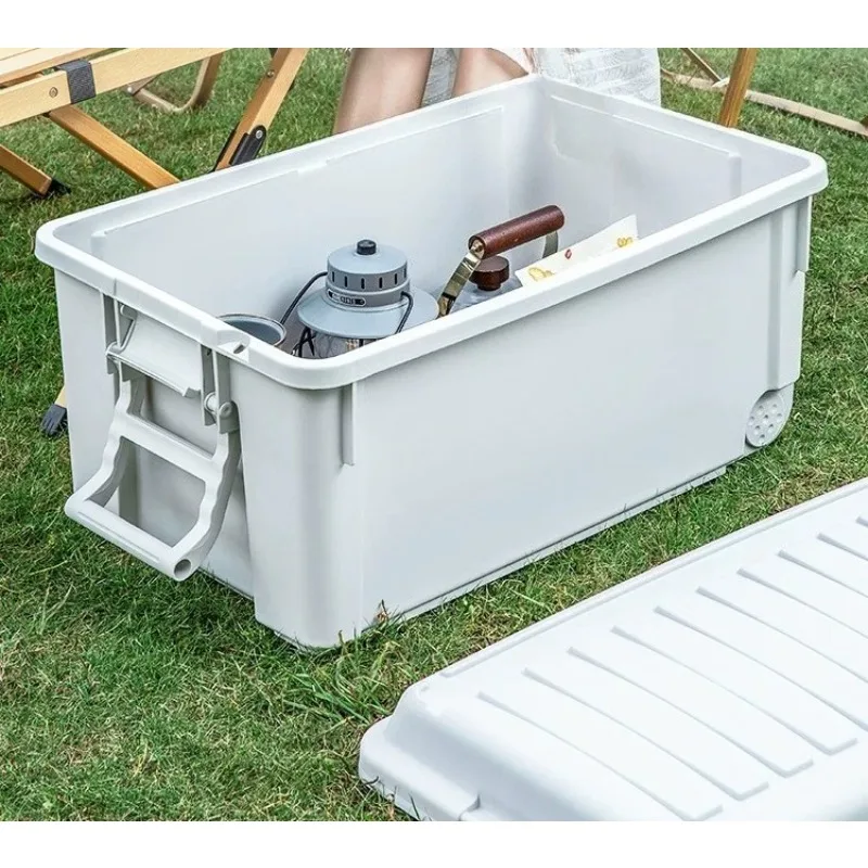 Outdoor Camping Storage Box  Portable Plastic Organizer with Lid, Dustproof Multi-Purpose Utility Crate for Car & Gear