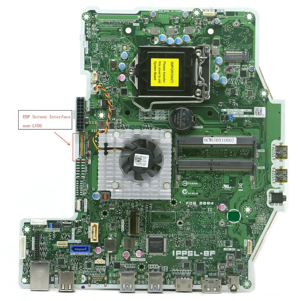 

FOR DELL Optiplex 24 7440 AIO All-In-One Motherboard 0TYV50 TYV50 CN-0TYV50 IPPSL-BF Onboard GPU EDP Screen Interface non-LVDS