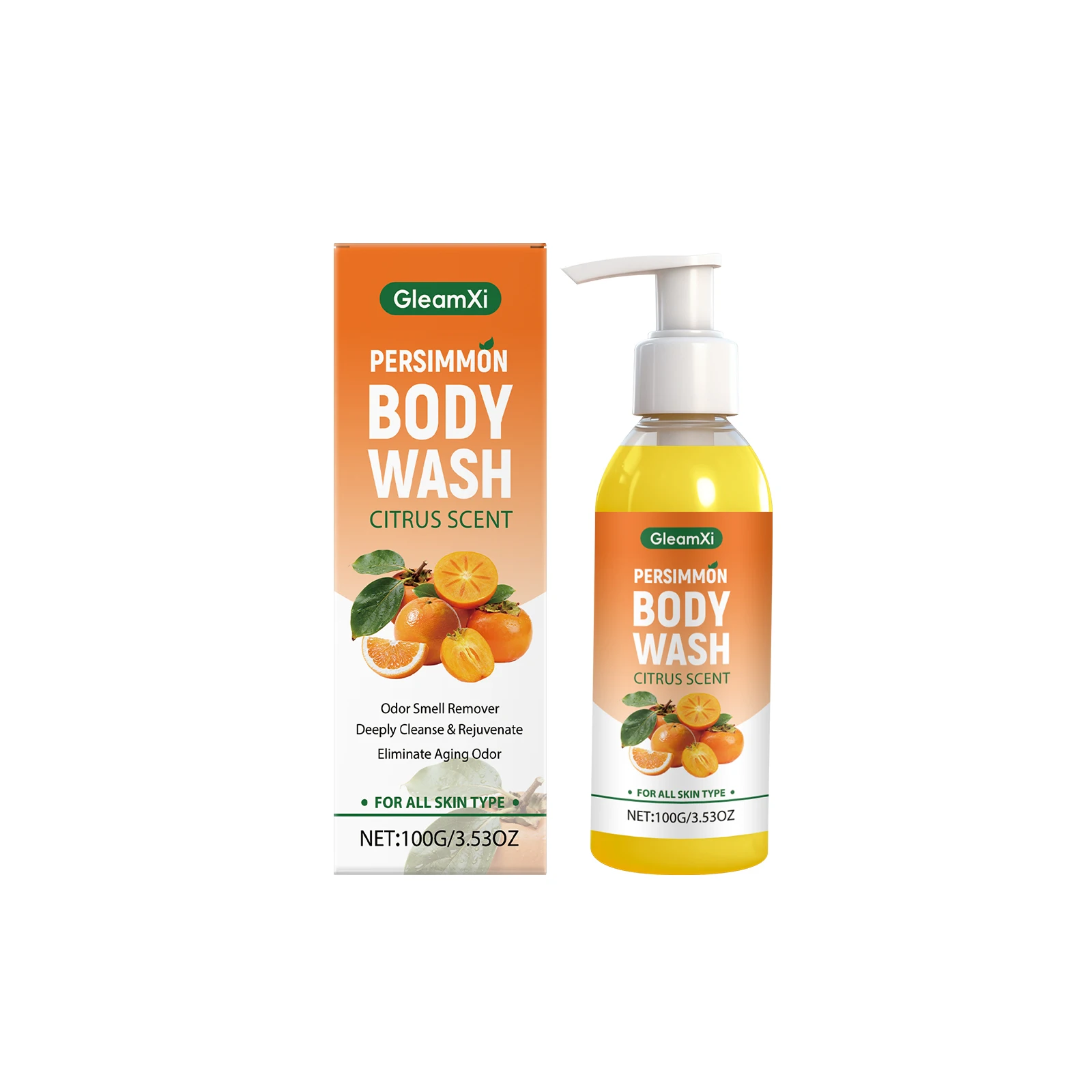 Refreshing Persimmon Shower Gel with Fresh Fruity Scent, Gently Cleanses and Smooths Body Skin