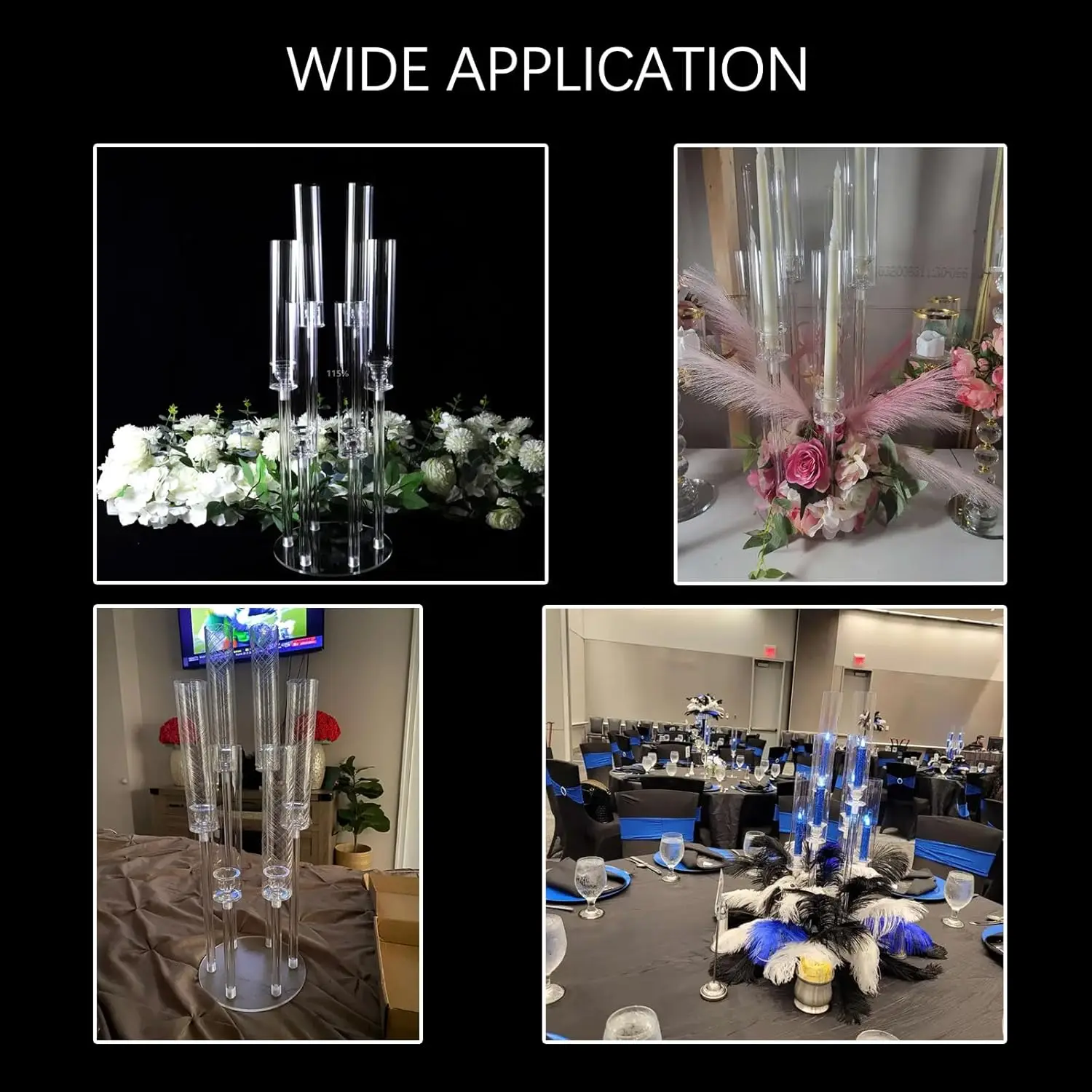 

Vincidern 2Pcs Acrylic Candelabra, 6 Arm Taper Candle Holders, Clear Candlestick Holder, For Wedding, Party, Dining Table,