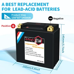 New 12V KP14-BS Motorcycle LiFePO4 Starter Battery CCA 520A Built-in BMS Motorbike Lithium Batteries ETX14-BS YTX14 YTX14-BS