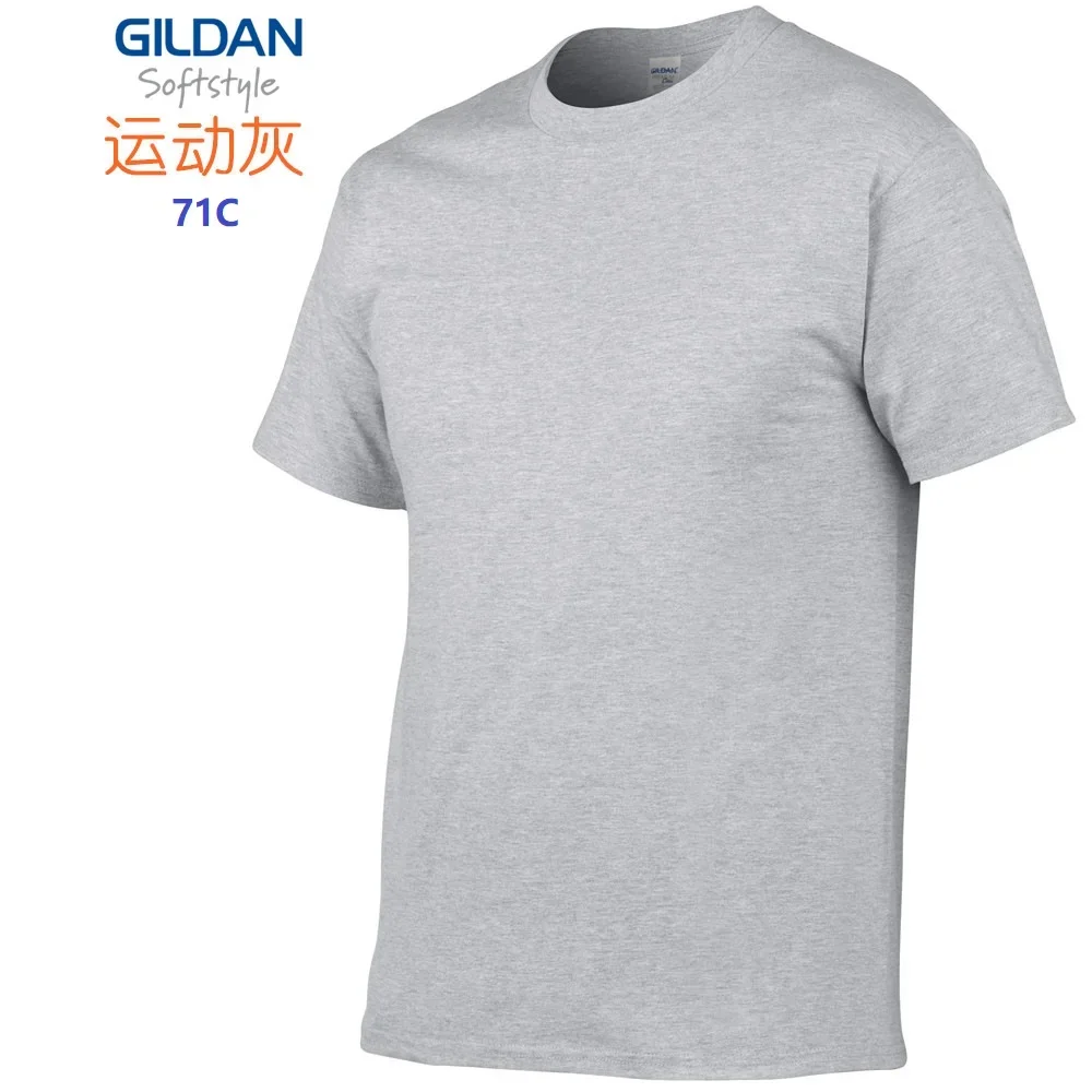 GILDAN 63000 3pcs Men 100%Cotton T-shirts Solid Short Sleeve T Shirt Mens Tops Tees Basic TShirts Customized Logo Photo Print