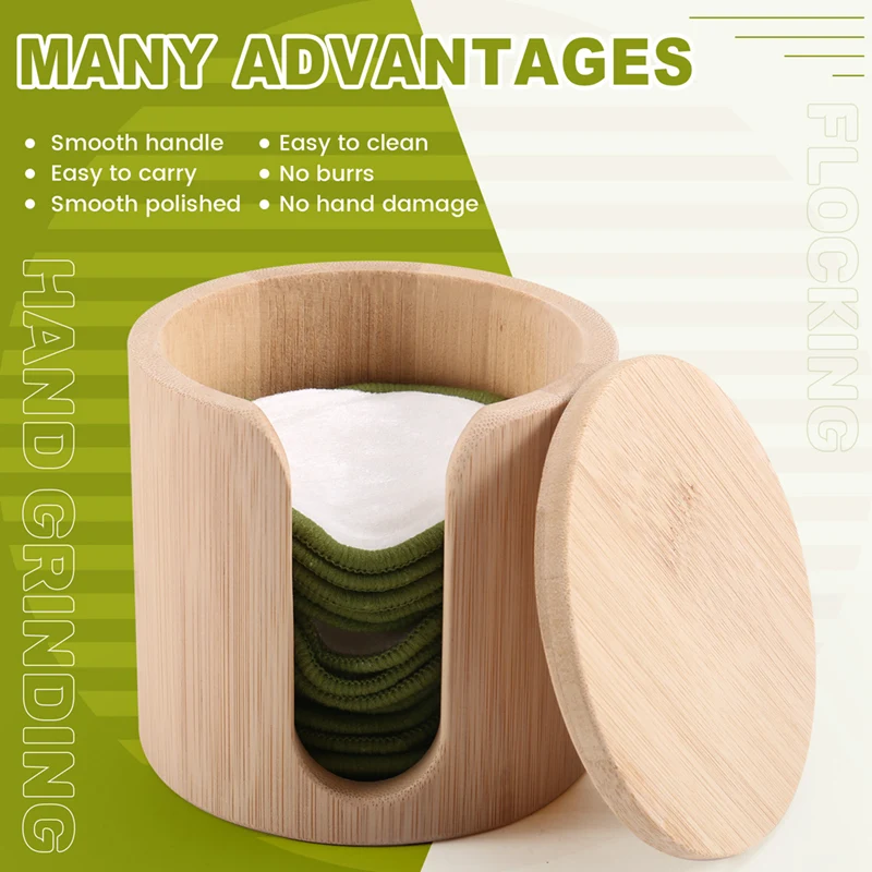 وسادات إزالة مكياج من الخيزران قابلة لإعادة الاستخدام A83G - مجموعة هدايا فائقة النعومة وصديقة للبيئة مع أسطوانة من الخيزران النباتي