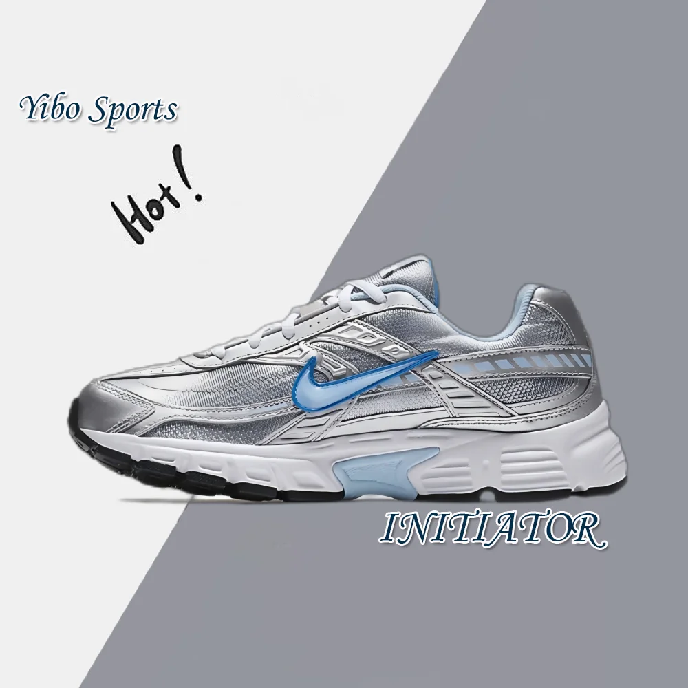 Nike INITIATOR Retro Low Top Casual Running Shoes Comfortable Shock Absorption Men's and Women's Gray and Silver Colorways