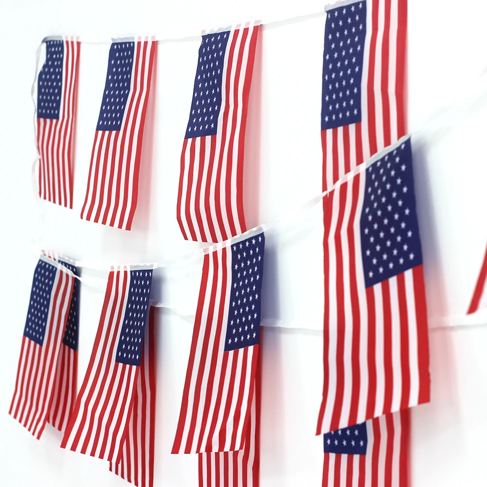 24pcs American String Flags US bunting 33Fts 20x30cm Pennant Banner Buntings Festival Party Holiday