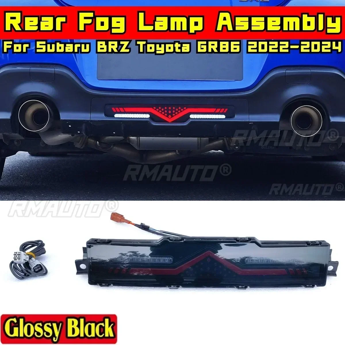 BRZ GR86 Rear Fog Lamp Assembly Glossy Black Sport Style Brake Cruise Light For Subaru BRZ Toyota GR86 2022-2024 Car Accessories