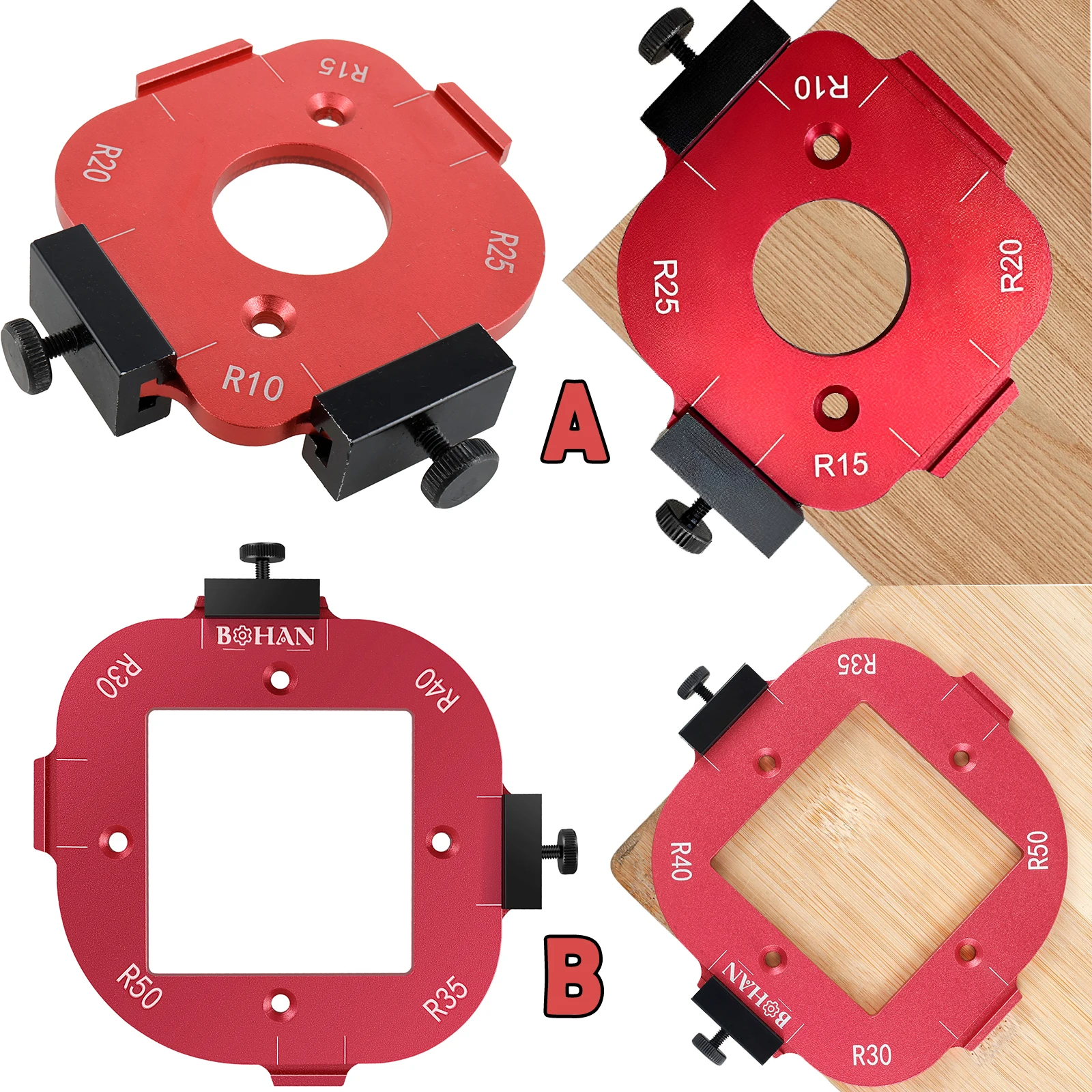 

Radius Jig Router Template Corner Radius Routing Template Quick Jig Router Bit Templates with Removable Clip Arc Cutting Tool