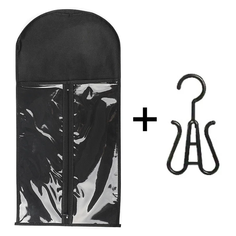 6 قطعة وصلات شعر طويلة حقيبة التخزين غير المنسوجة الغبار برهان الباروكات الناقل أكياس مع شماعات بلاستيكية لحمل الجوانب