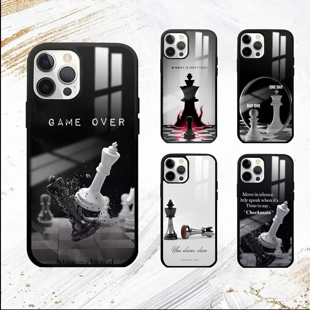 Competitive Chess Game Phone Case For iPhone 16 15 14 13 12 11 Pro Max Plus Mini PC Fashion High Quality mirror phone case